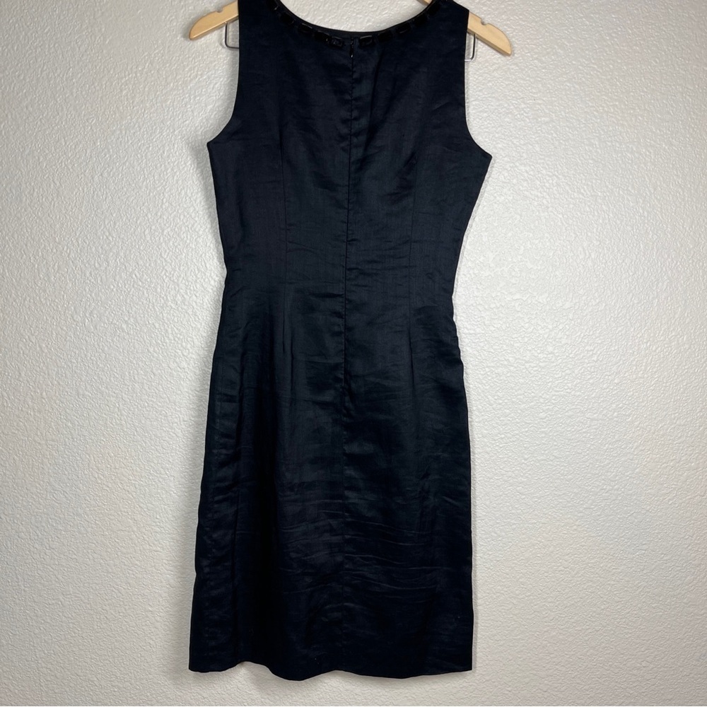 🔴 5 for $25! Zara Midi Dress Gemstone Neckline Black Knee-Length Ramie Sz Small - Picture 3 of 6